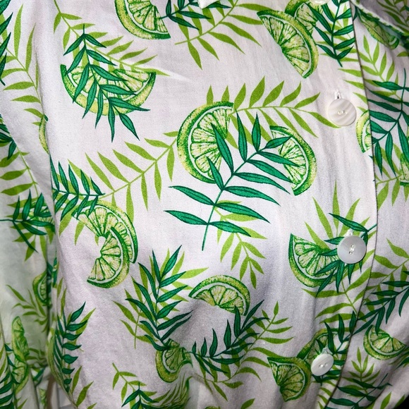 70-90s Tanner Green Lime Print Dress With Belt - Picture 5 of 11